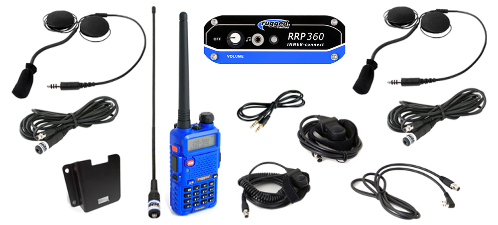 Rugged Radio Rrp360 2 Place Intercom System With Helmet Kits Amp Rh 5r Car To Car Kit