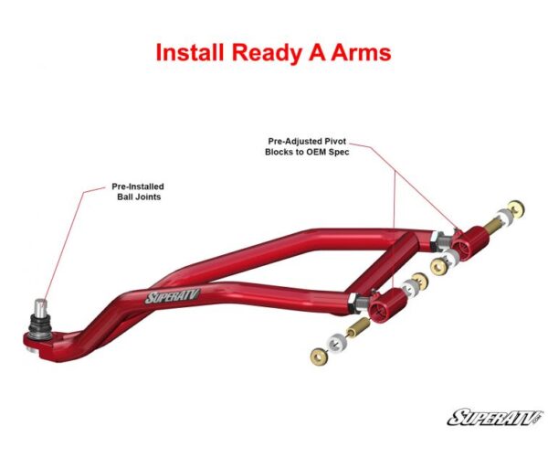 SuperATV - Polaris RZR XP 1000 & XP Turbo High Clearance 1.5" Forward Offset A-Arms - Image 6